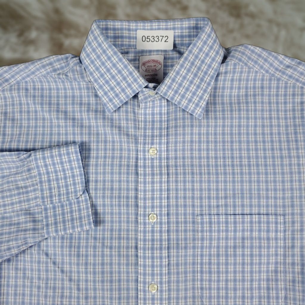 Brooks Brothers Brooks Brothers Shirt Mens Size 15.5 Blue Plaid Dress Button Up Long Sleeve Size 40R - 1 Thumbnail