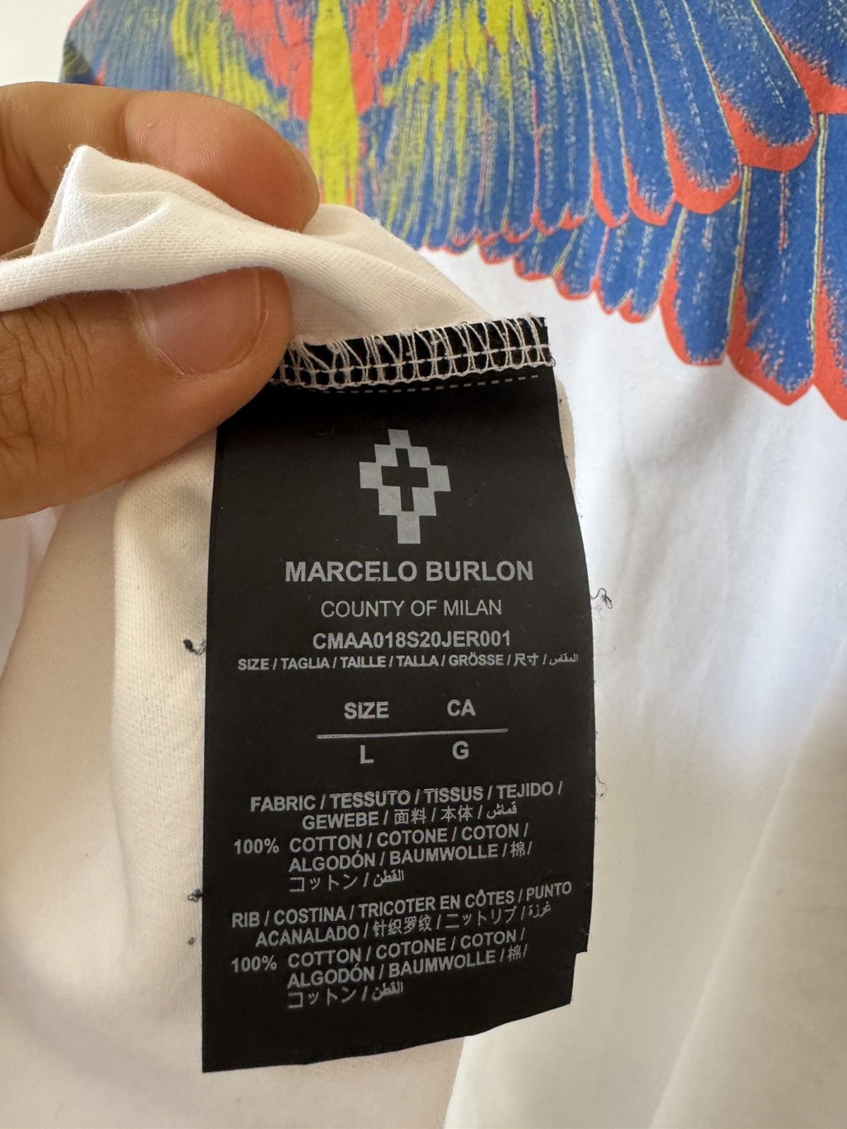 Marcelo Burlon Marcelo Burlon Multicolor Wings T-shirt Size US L / EU 52-54 / 3 - 5 Thumbnail