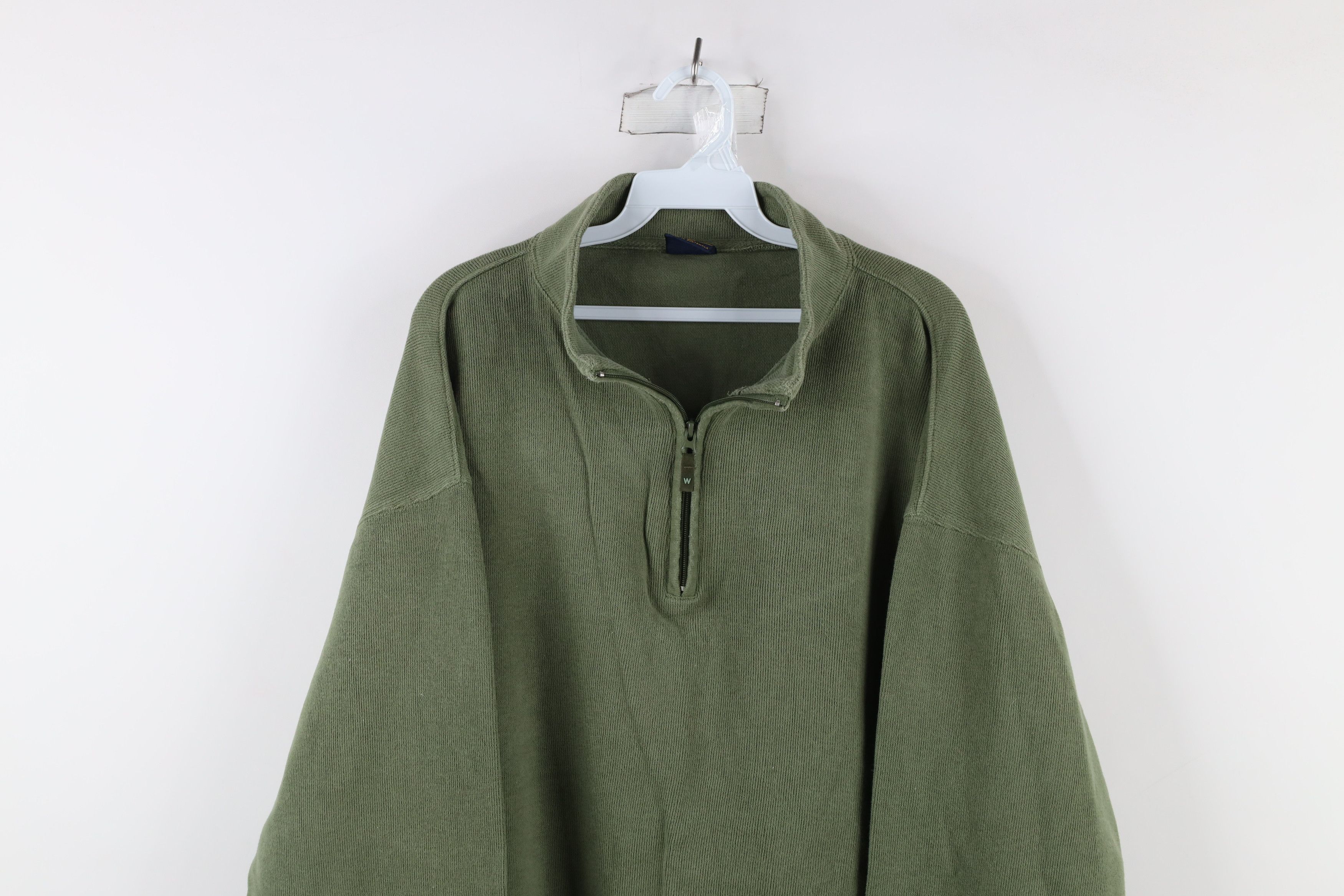 Vintage Vintage 90s Woolrich Ribbed Knit Half Zip Sweater Green Size US XL / EU 56 / 4 - 2 Thumbnail