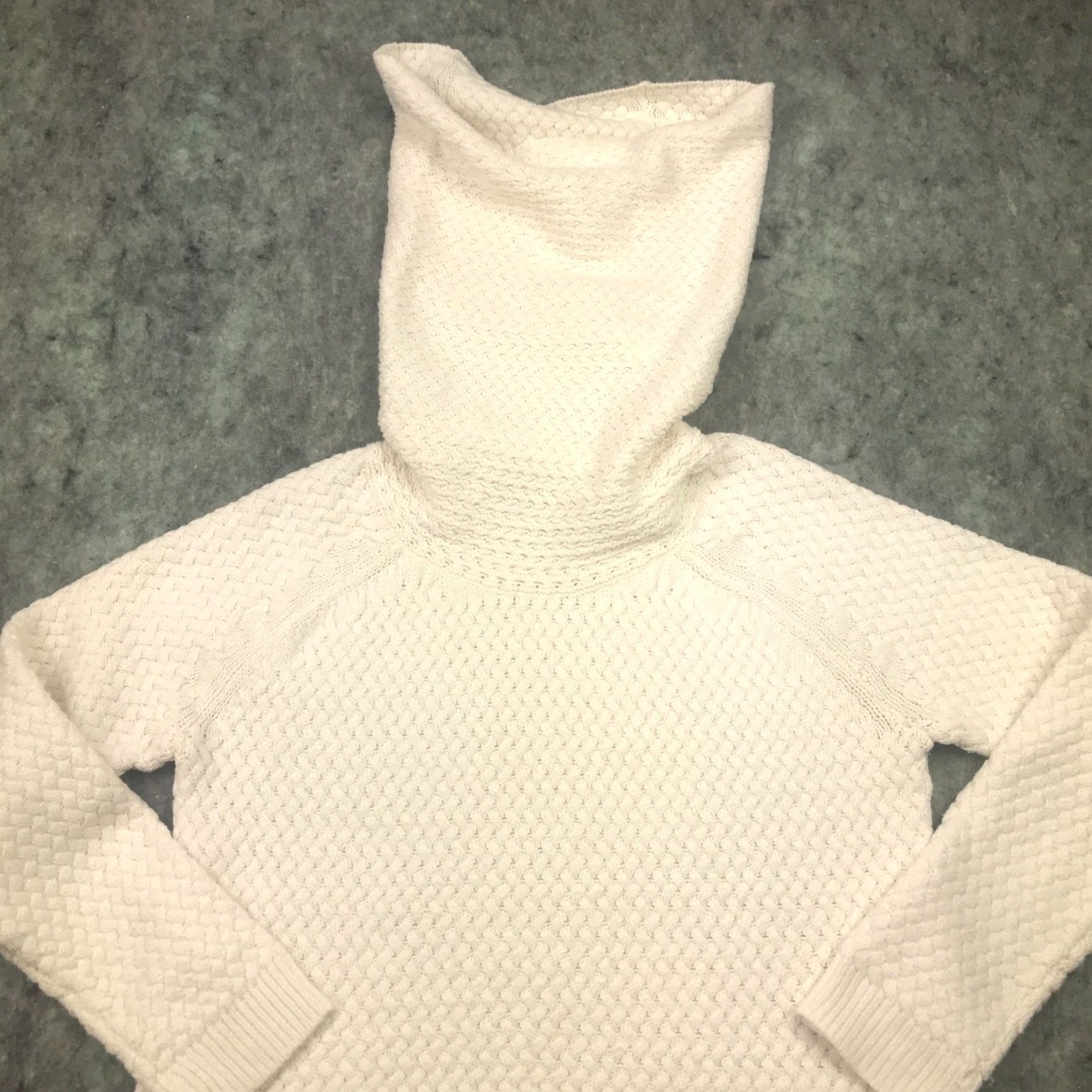 Vintage New York & Company Sweater Shirt Large White Basket Weave Knit Cowl Neck Pullover Womens Fall Winter Spring Size L / US 10 / IT 46 - 2 Thumbnail