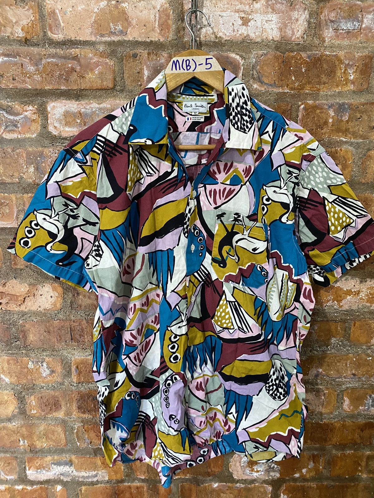 Paul Smith Red Ear 1990s Paul Smith multicolor pop button up open collar Size US L / EU 52-54 / 3 - 2 Thumbnail