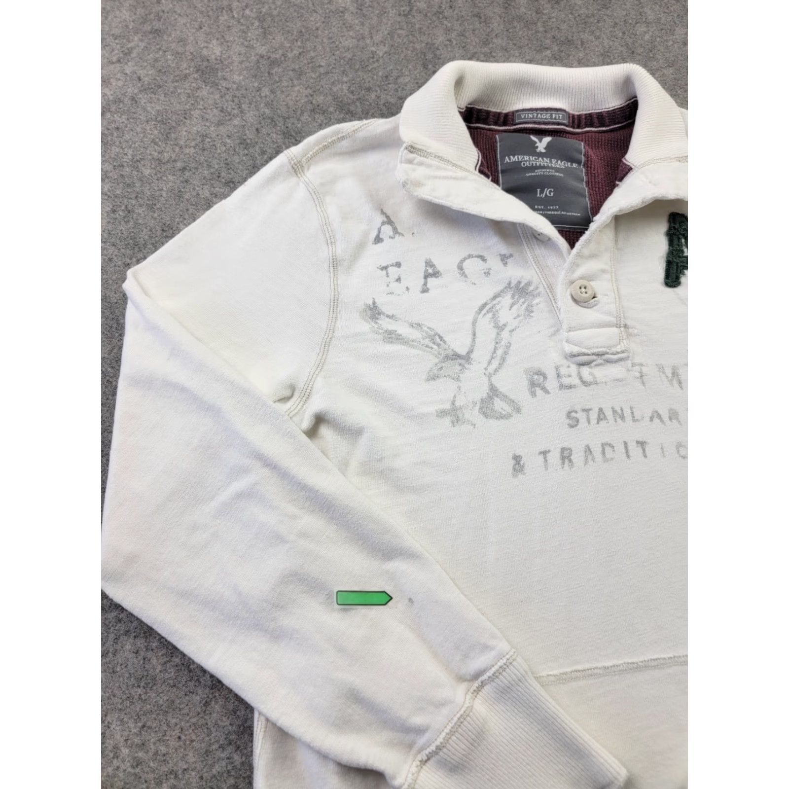 American Eagle Outfitters VINTAGE American Eagle Outfitters Shirt Mens Large Ivory Long Sleeve Solid Cotton Pocket Logo 100% Cotton Size US L / EU 52-54 / 3 - 5 Thumbnail