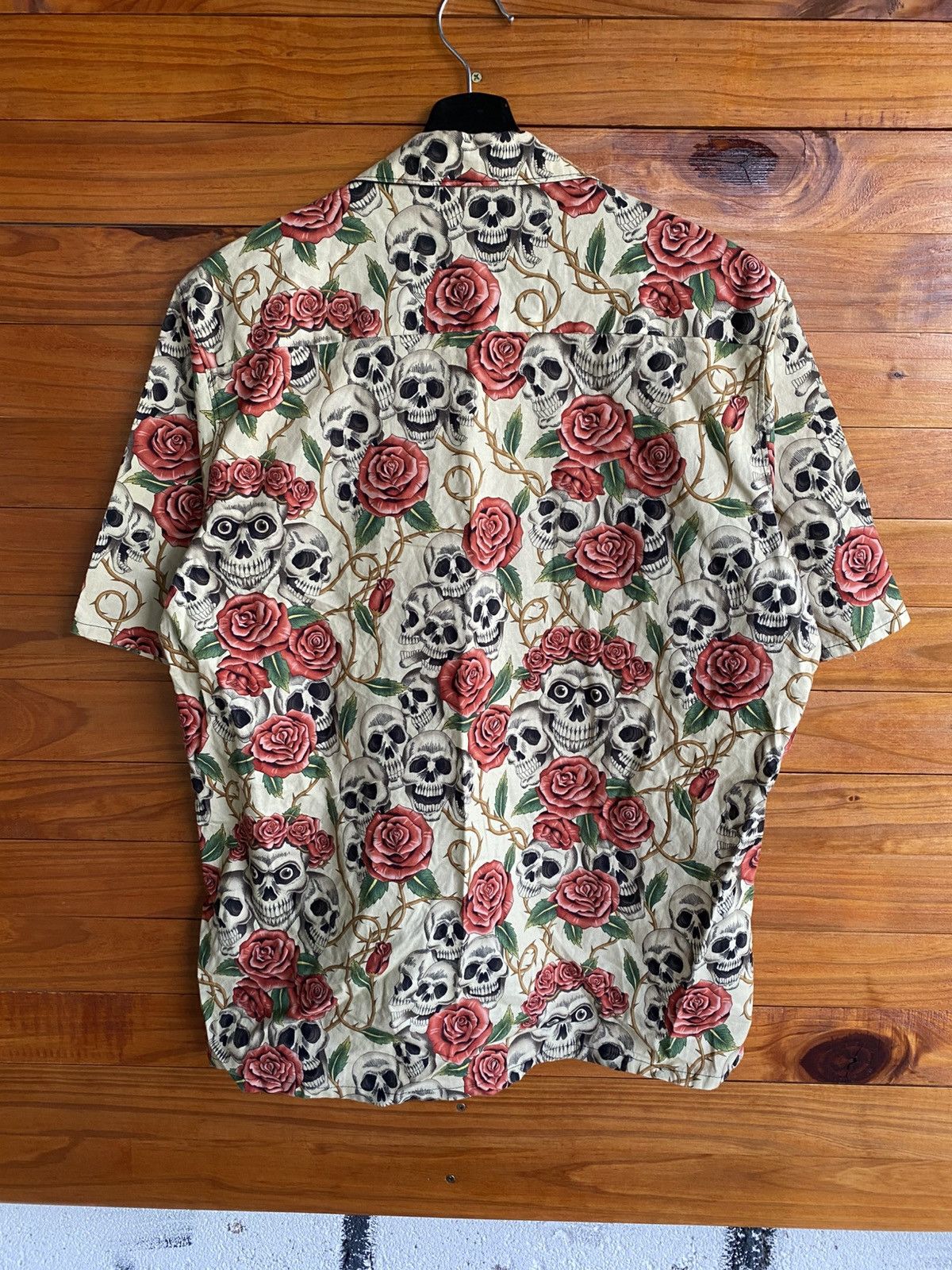 Vintage Rafflesia Designs Skull & Rose Print Shirt – Handmade Gothic Size US L / EU 52-54 / 3 - 10 Thumbnail