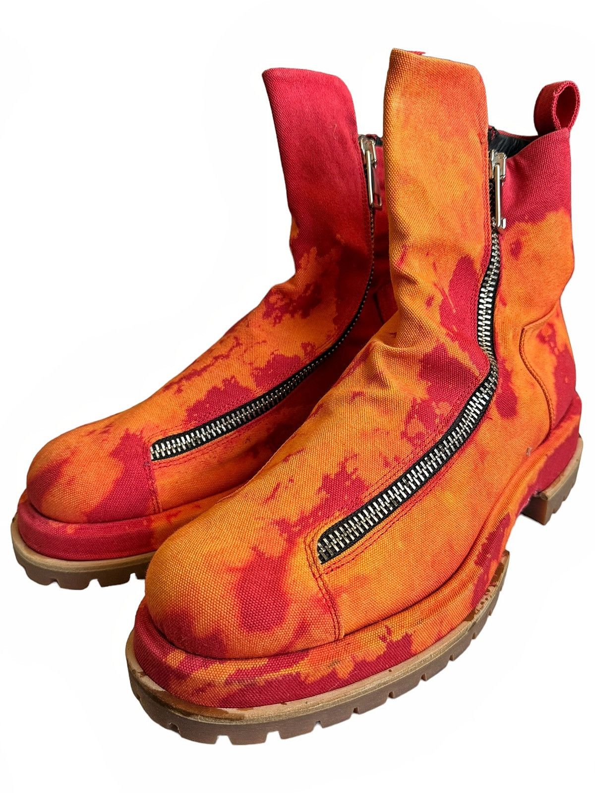 image of 424 On Fairfax Sample 1/1 Bleach Red Double Zip Moto Boot, Men's (Size 10)