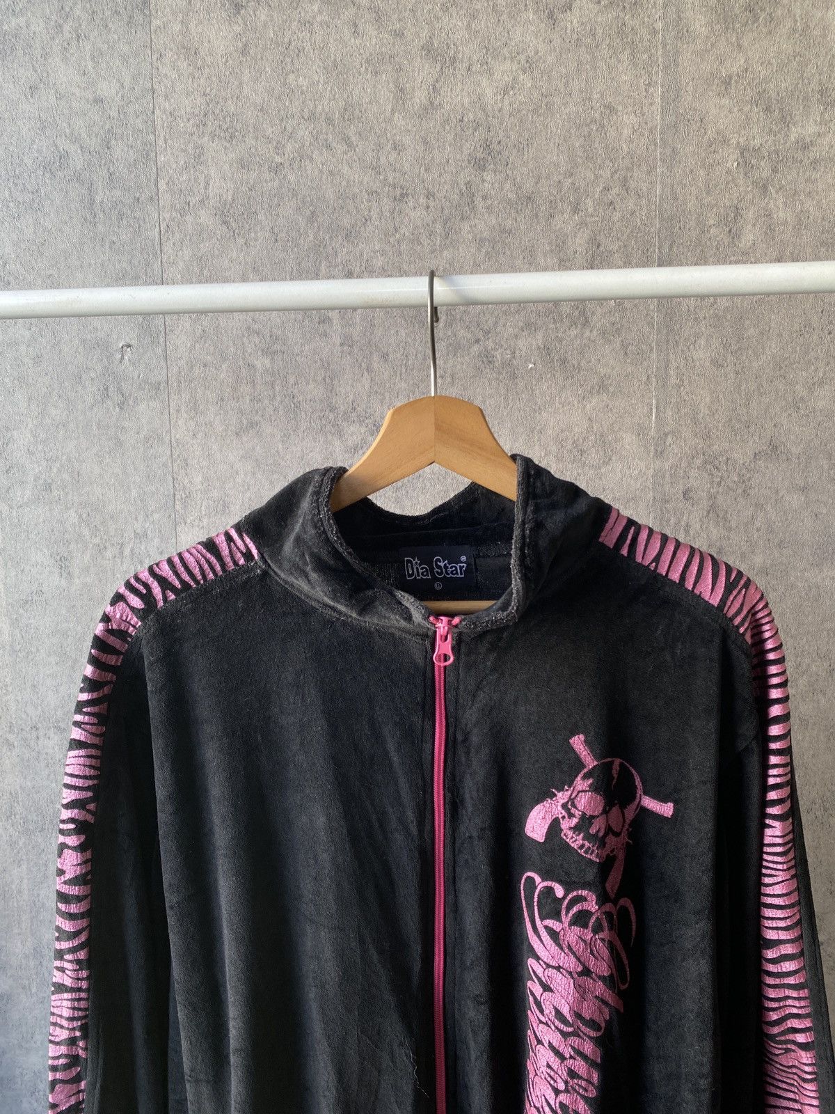 Japanese Brand Dia Star Y2K Design Skull Velvet Zipper Jacket Size US L / EU 52-54 / 3 - 5 Thumbnail