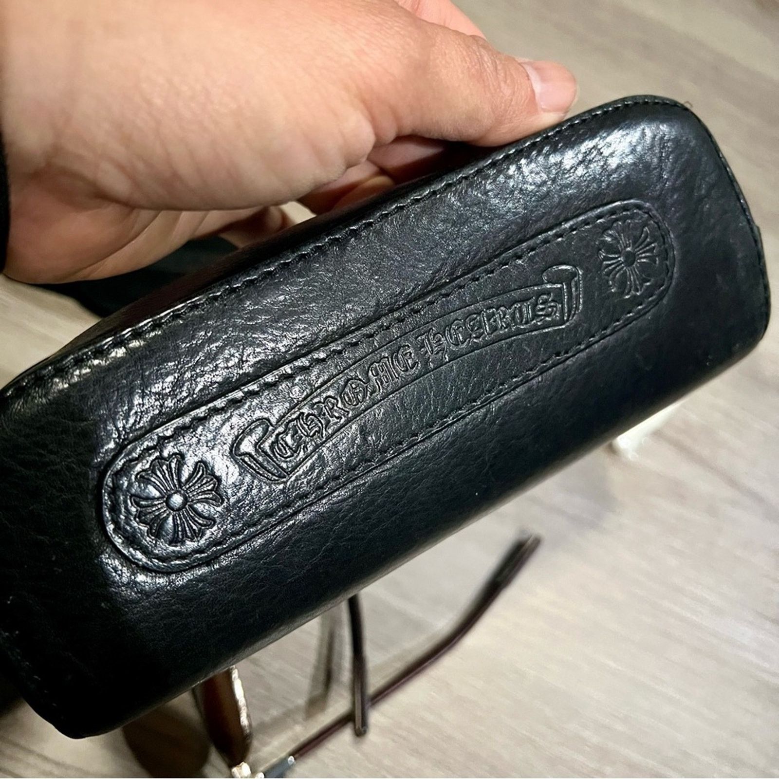 Chrome Hearts Chrome Hearts Gold Leather Sunglasses Y2K Vintage Rectangle Size ONE SIZE - 8 Thumbnail