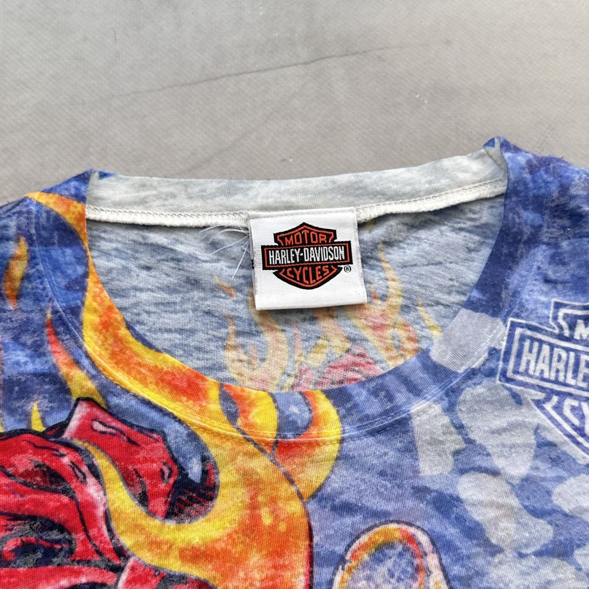 Hysteric Glamour 00s Tribal Flame Harley Davidson T Shirt Affliction Ed Hardy Size S / US 4 / IT 40 - 8 Thumbnail