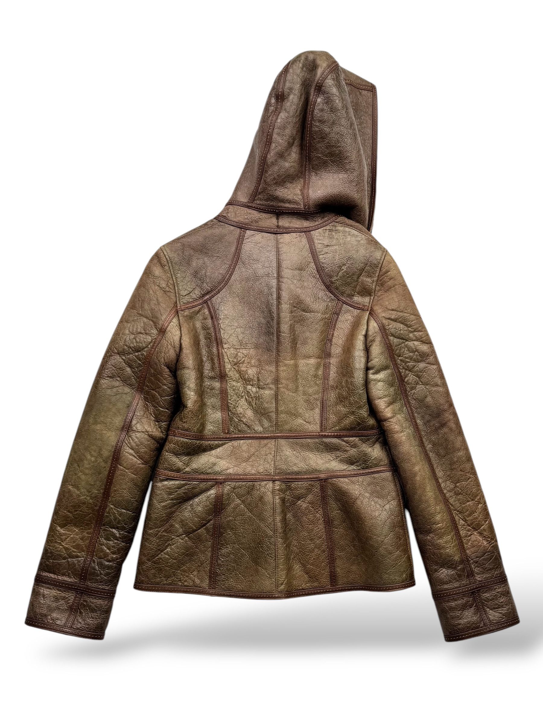 Japanese Brand Vintage Faded Real Sheepskin Hood Coat W5(D10) Size S / US 4 / IT 40 - 5 Thumbnail