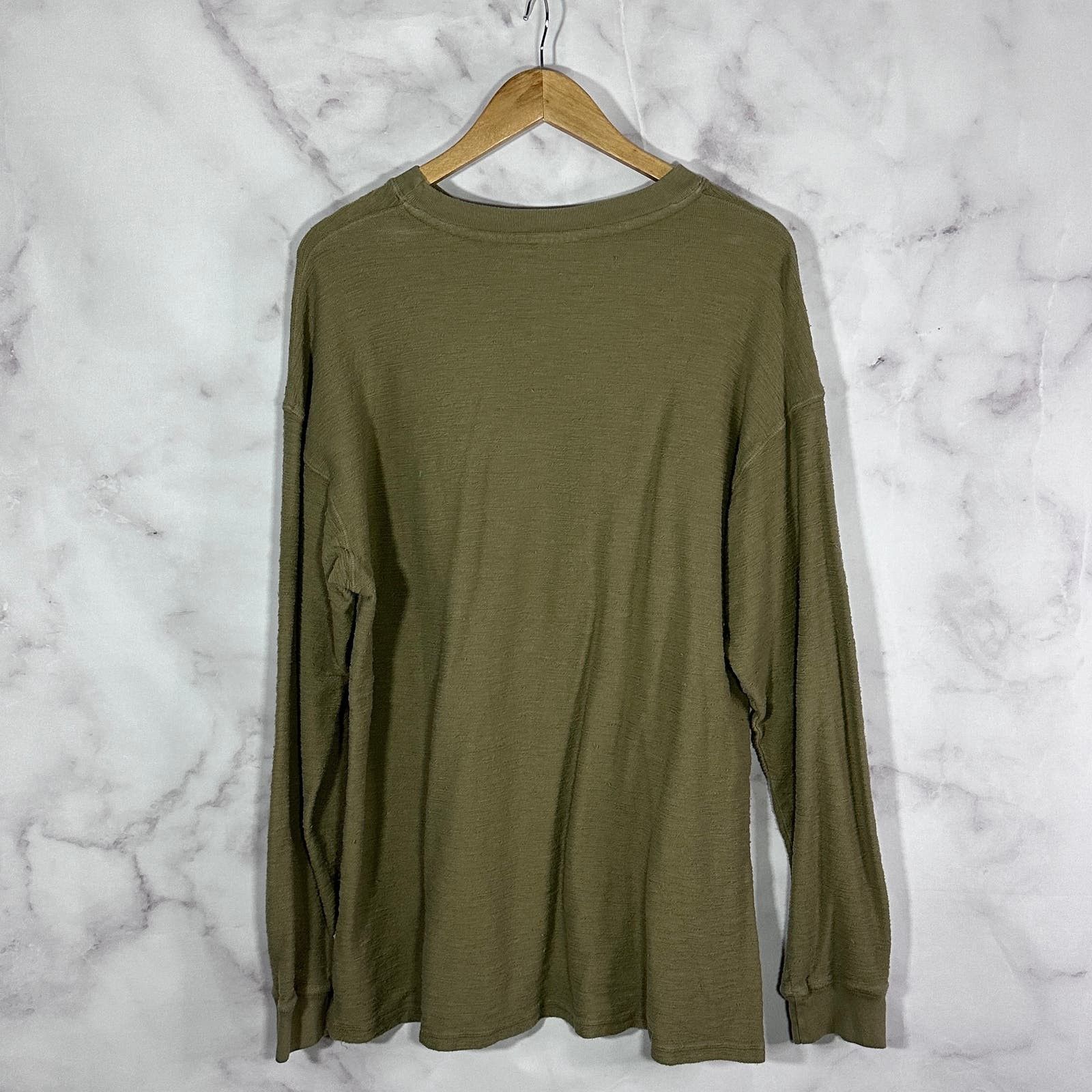 HIDDEN Hidden NY Olive Slub Henley Size US XL / EU 56 / 4 - 4 Thumbnail