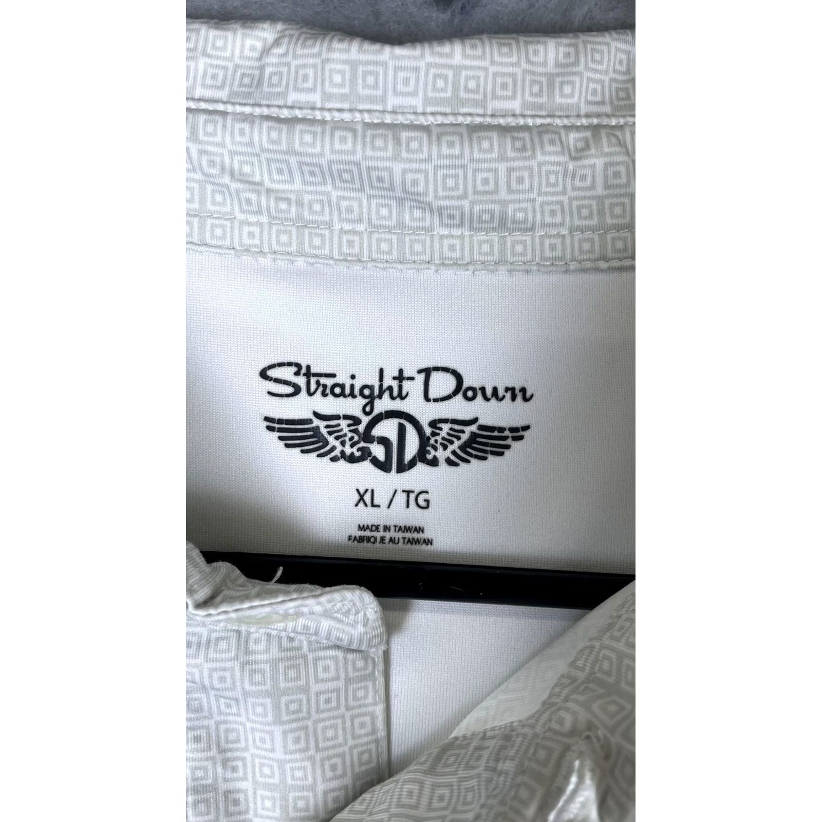 Vintage Straight Down Golf Polo Shirt Mens XL White Geometric Medinah Country Club Size US XL / EU 56 / 4 - 4 Thumbnail