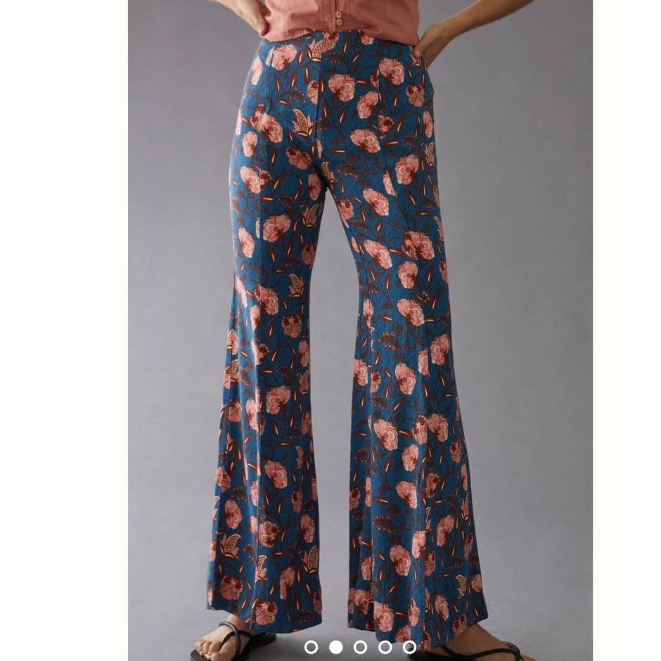 Anthropologie New By Anthropologie Drapey Flare Pants $120 SIZE 2 Blue Size 26" / US 2 / IT 38 - 4 Thumbnail