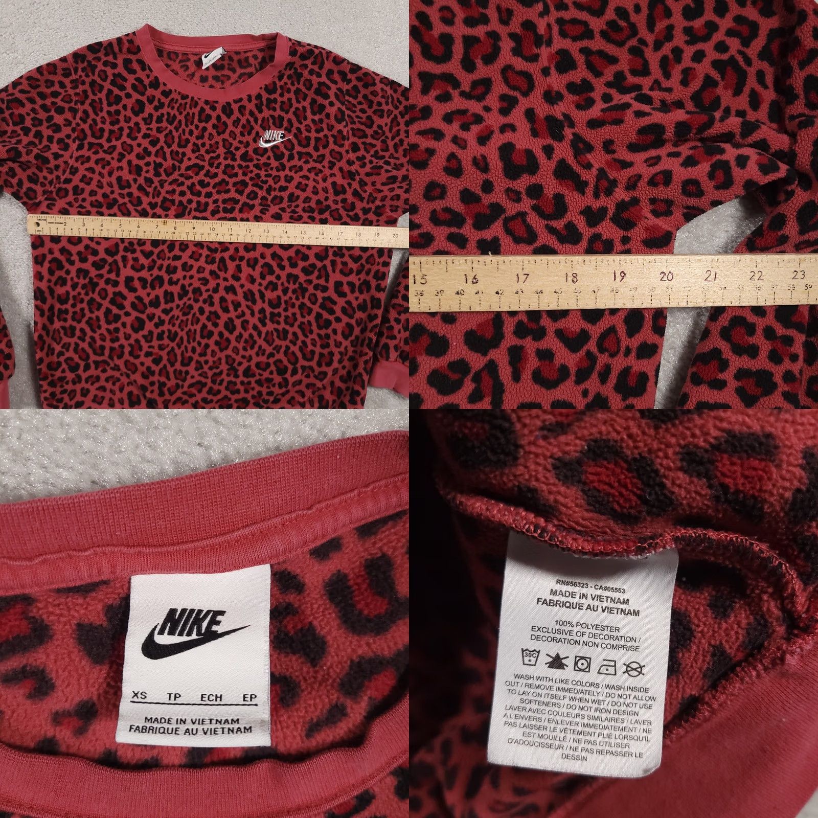 Nike VINTAGE Nike Sweater Womens XS Leopard Print Crewneck Pullover Fleece Animal Print Size XS / US 0-2 / IT 36-38 - 8 Thumbnail