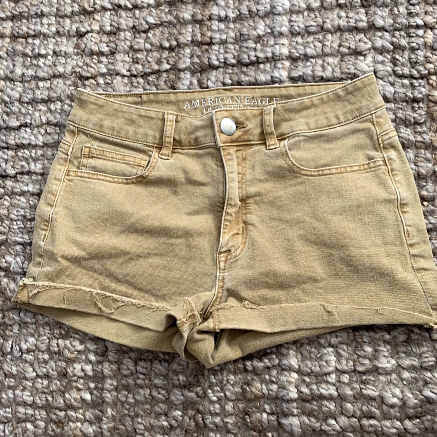 American Eagle Outfitters American Eagle Hi Rise Shortie Womens 6 Gold Denim Cut Offs Super Stretch Size 28" / US 6 / IT 42 - 5 Thumbnail