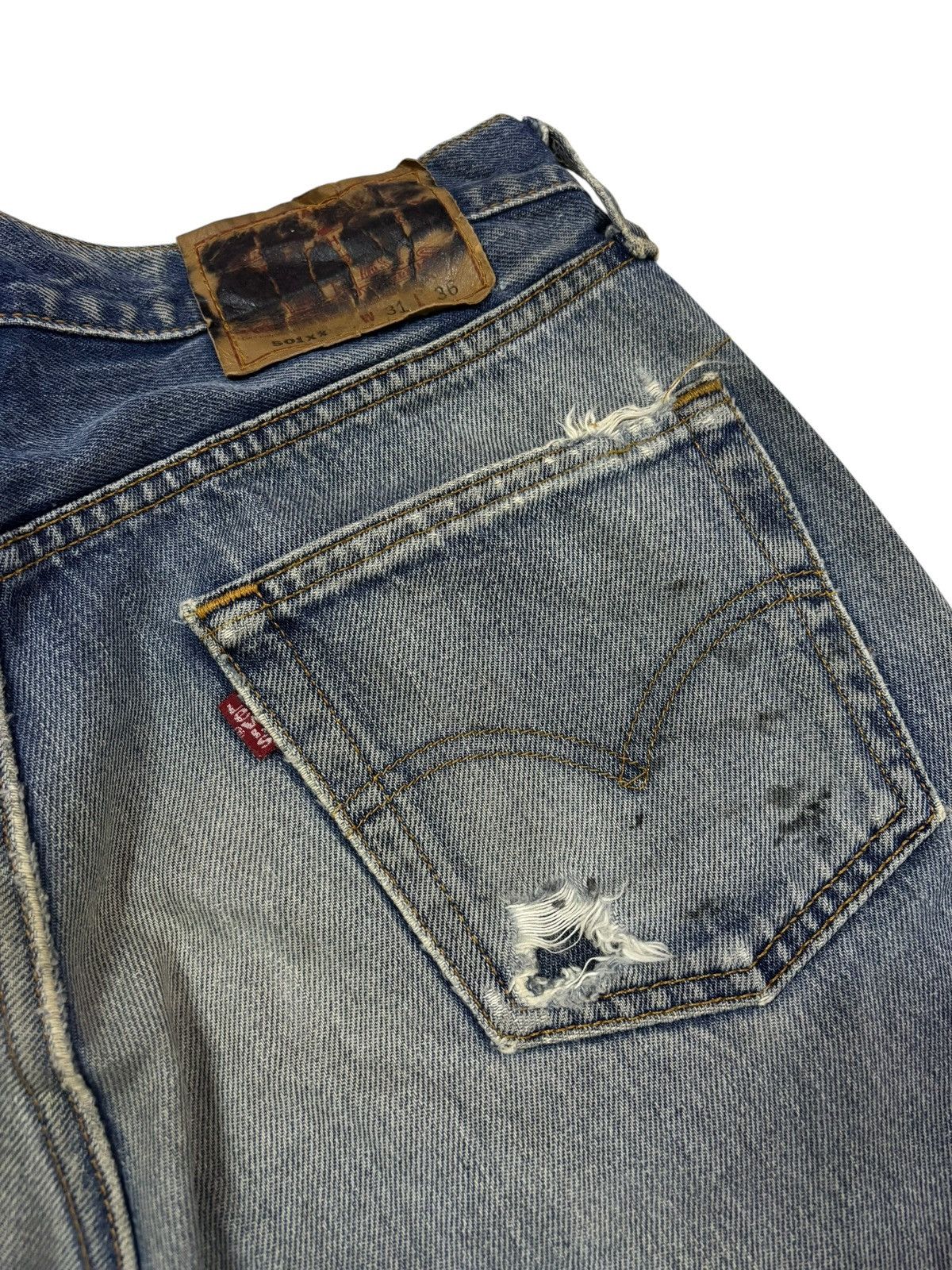 Levi's Vtg 90s Levis 501 Distressed Jeans Size US 30 / EU 46 - 8 Thumbnail