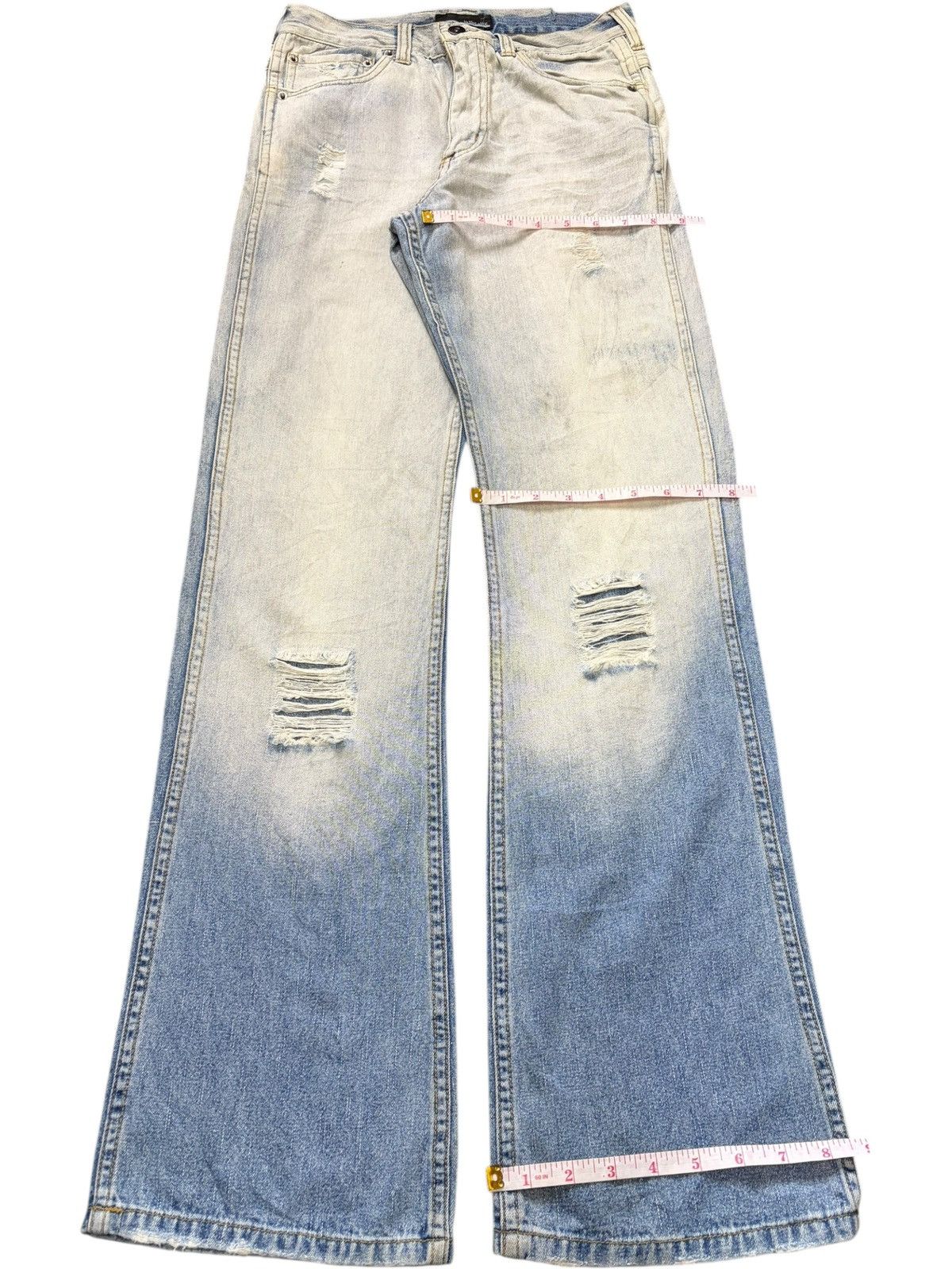 In The Attic Vintage In The Attic Faded Wash Distress Flare Jeans Size 27" / US 4 / IT 40 - 8 Thumbnail