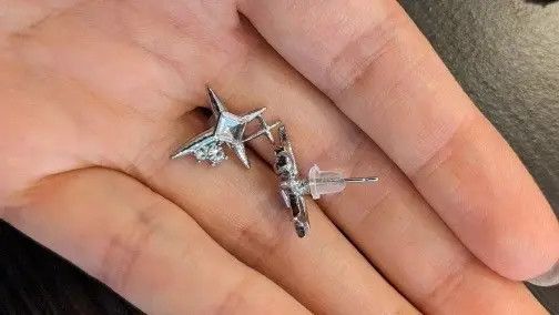 Jewelry Crystal Star Stone Earrings Gothic Punk Chrome Jewelry Spike Size ONE SIZE - 7 Thumbnail