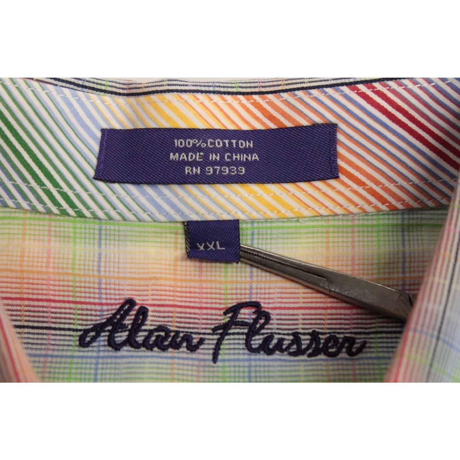Rainbow Alan Flusser Shirt Men's 2XL Short Sleeve Multi-Color Plaid Rainbow Preppy Size US XXL / EU 58 / 5 - 6 Thumbnail
