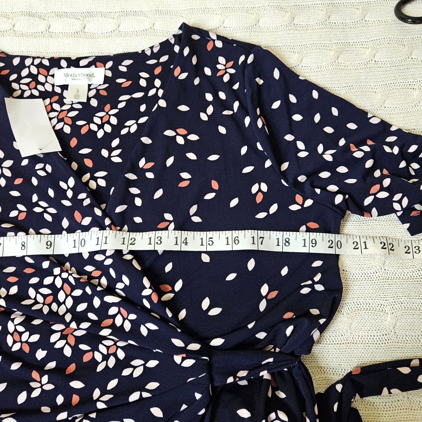 Vintage MOTHERHOOD MATERNITY Floral Wrap Dress Women L New Blue Short Sleeve V-Neck Pattern: Floral Size L / US 10 / IT 46 - 6 Thumbnail