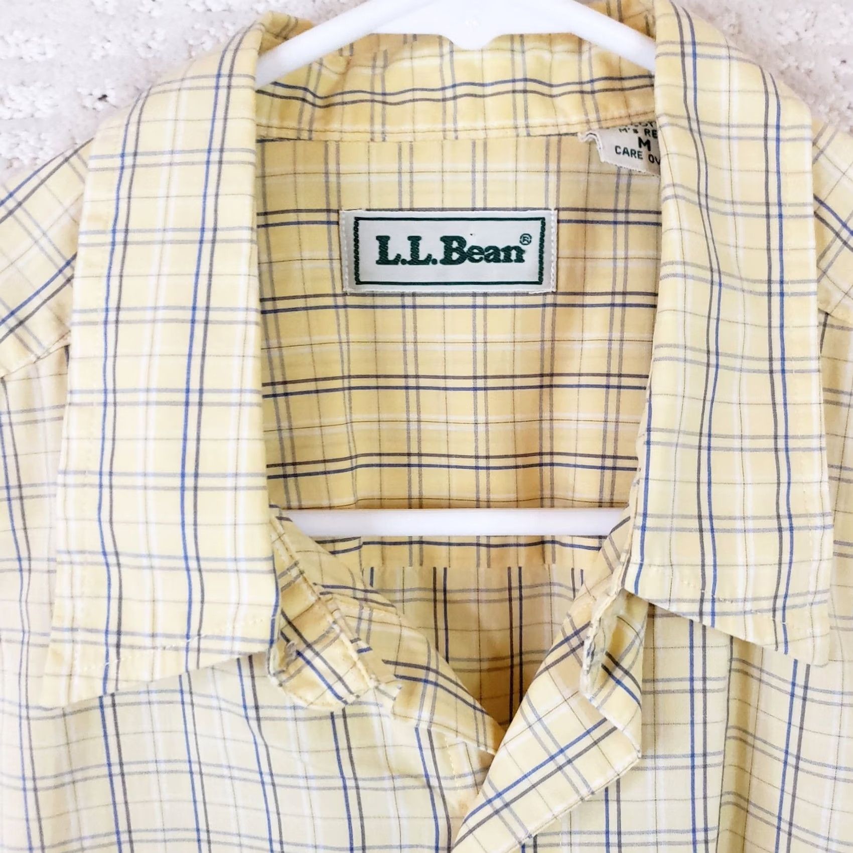 Vintage LL Bean Shirt Men's M Button-Down Short Sleeve Yellow Plaid 100% Cotton Front Pocket Button-Up Casual Business Formal Size US M / EU 48-50 / 2 - 5 Thumbnail