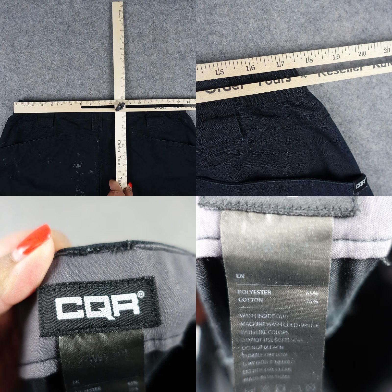 Vintage CQR Cargo Pants Mens 35x29 Black Tactical Workwear Elastic Waist Pockets Utility Pants Straight 29in Inseam Mens Regular Size US 35 - 11 Thumbnail