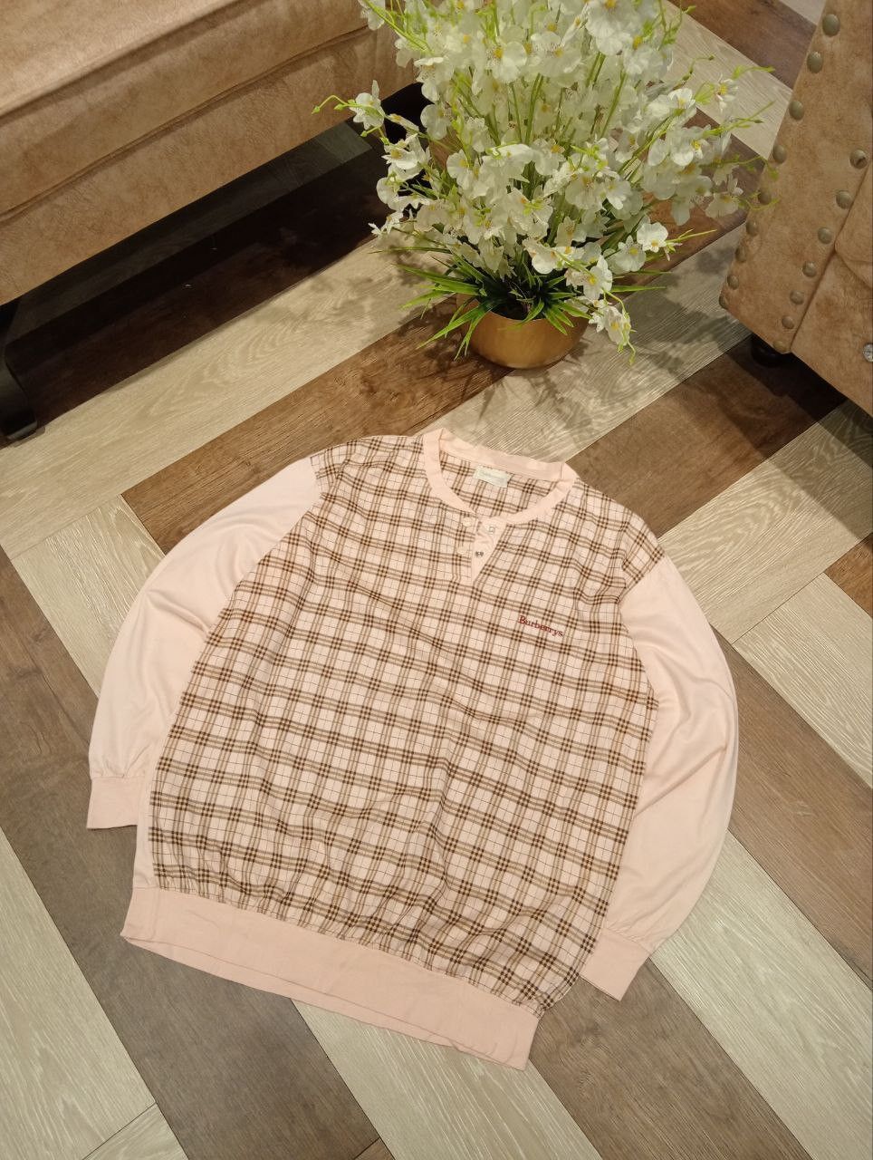 Burberry BURBERRYS JAPAN NOVA CHECK COTTON HENLEY NECK KNIT Size US L / EU 52-54 / 3 - 2 Thumbnail