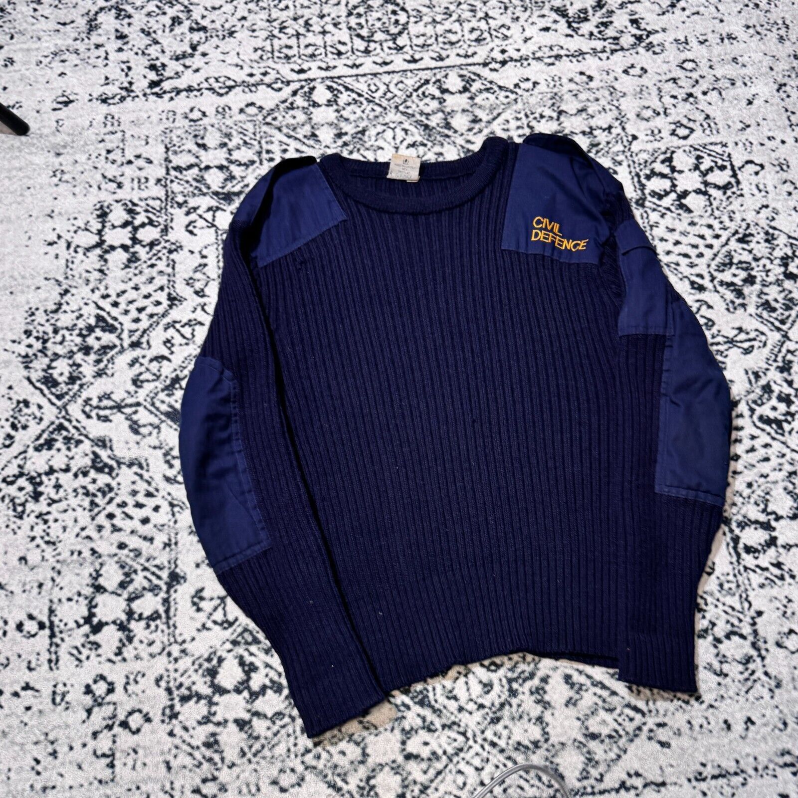 Vintage Vintage Blue Navy Wool Sweater Size L Plissed Civil Defence Size US L / EU 52-54 / 3 - 3 Thumbnail
