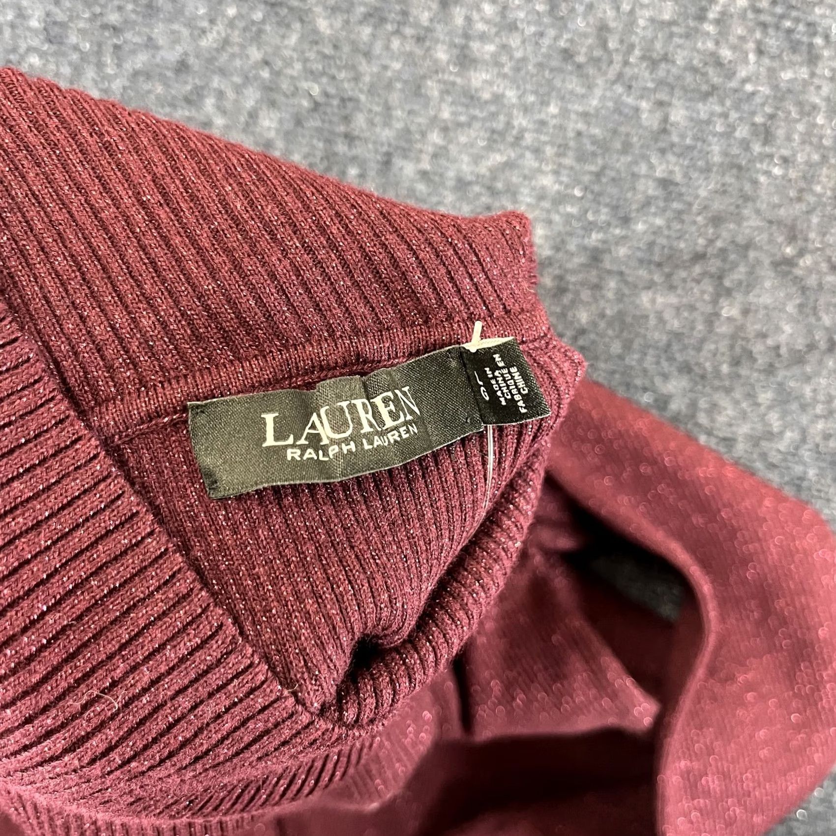 Ralph Lauren VINTAGE Lauren Ralph Lauren Sweater Womens Medium Red Turtleneck Metallic Knit Pullover Size L / US 10 / IT 46 - 3 Thumbnail