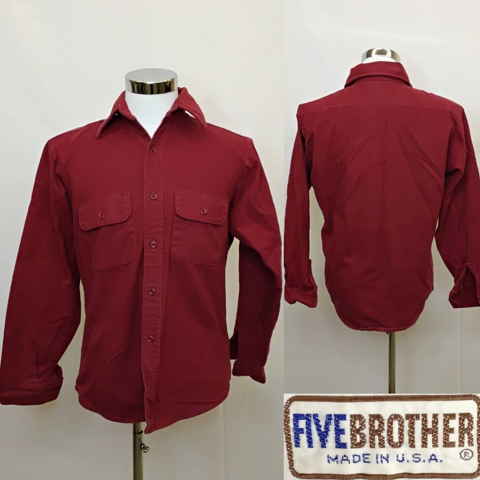 FiveBrother Five Brothers Flannel Shirt Men's 100% Cotton VTG 70's UNION Size US M / EU 48-50 / 2 - 1 Thumbnail