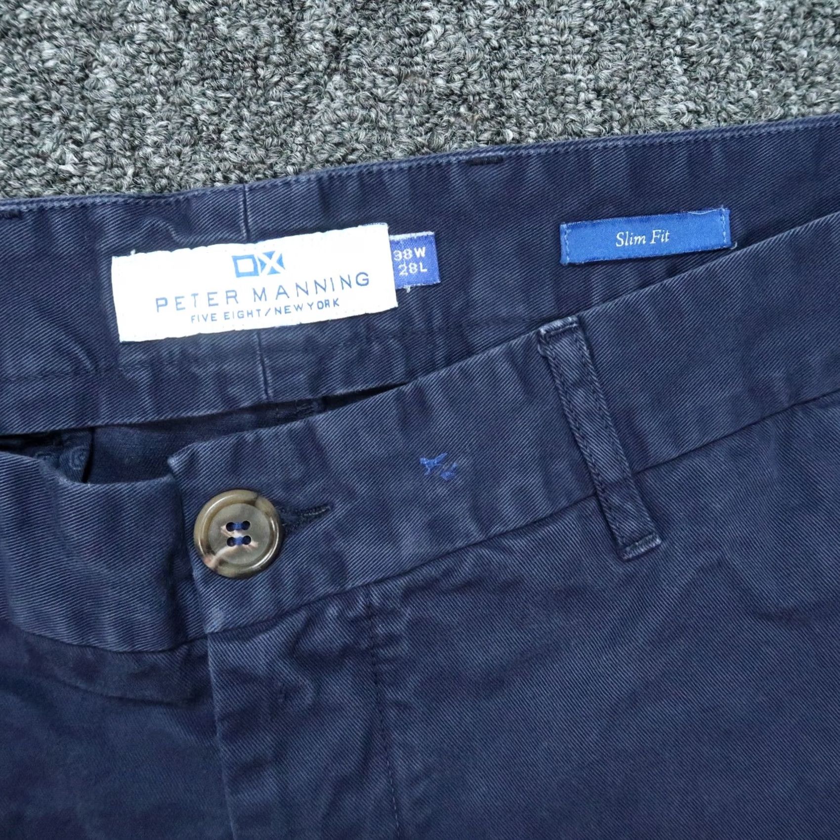 Vintage Peter Manning Pants Mens 38x28 Slim Straight Chino Blue Size US 38 / EU 54 - 3 Thumbnail