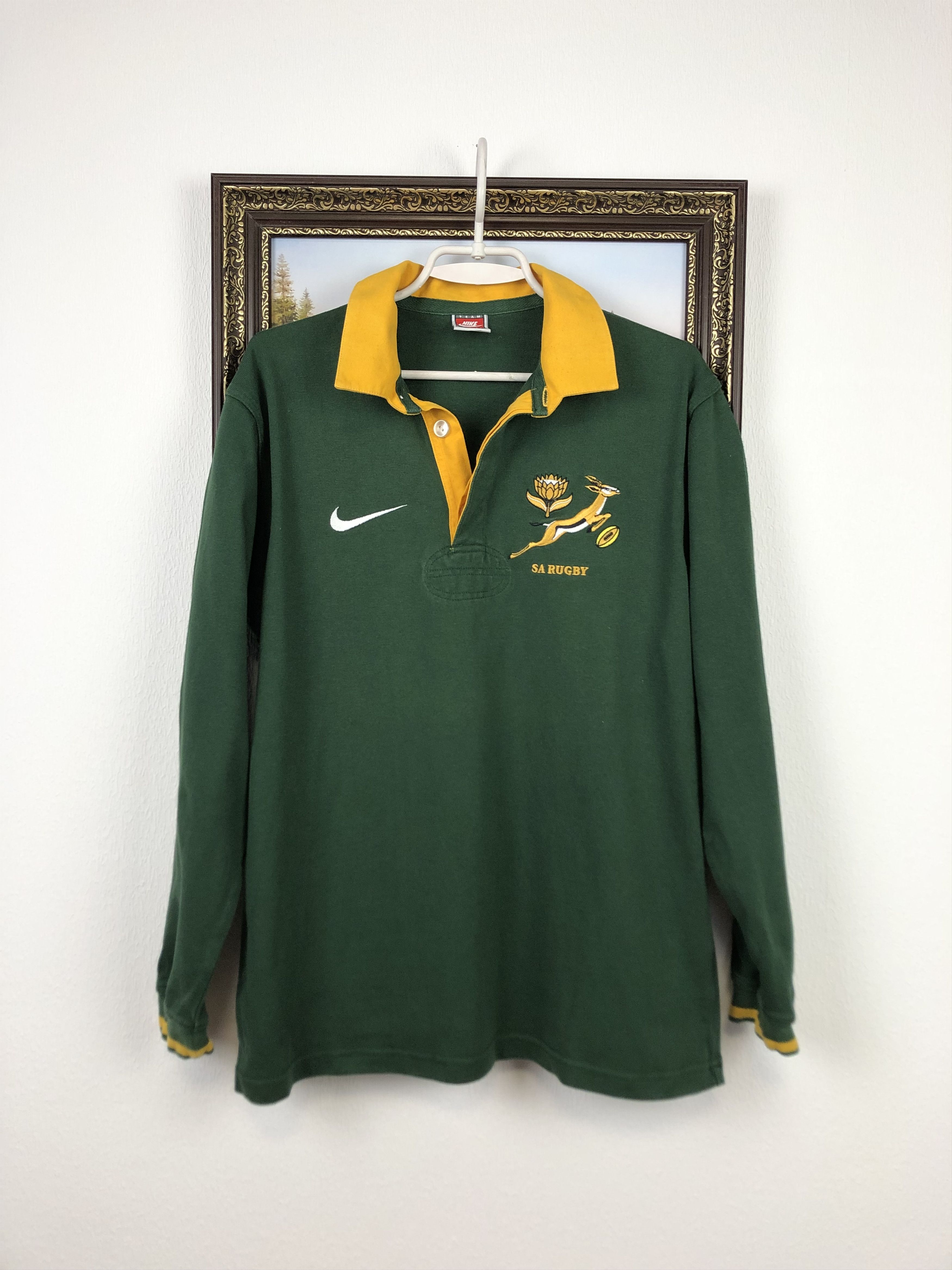 image of Nike Vintage South Africa Rugby Jersey Long Sleeve Shirt, Men's (Size Small)