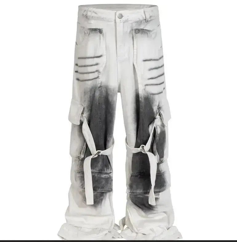 Japanese Brand White Splashed Ink Distressed Jeans Size US 32 / EU 48 - 3 Thumbnail