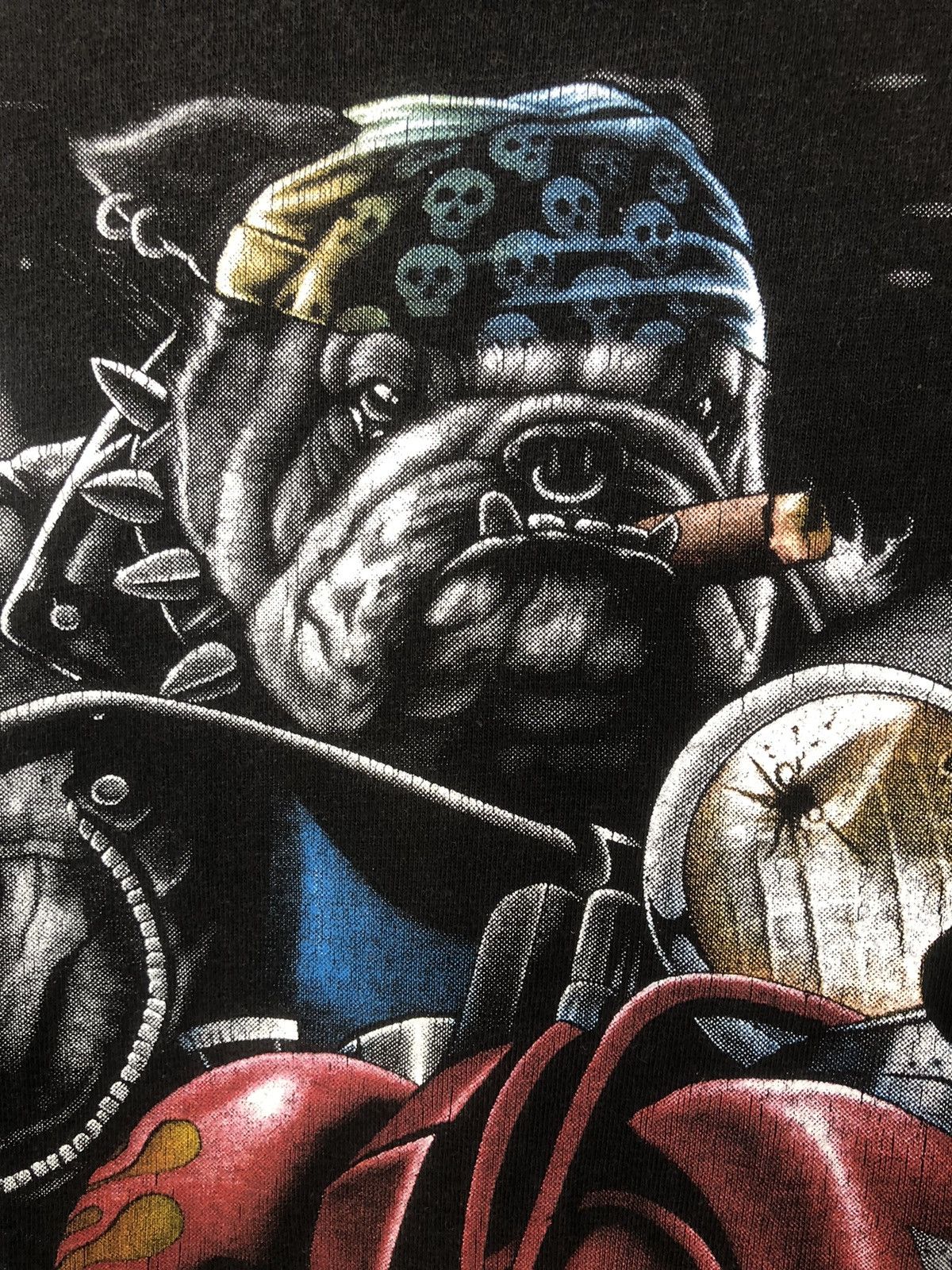 Vintage Vintage 90s Bulldog Biker Flaming Skull Shirt Size US L / EU 52-54 / 3 - 3 Thumbnail
