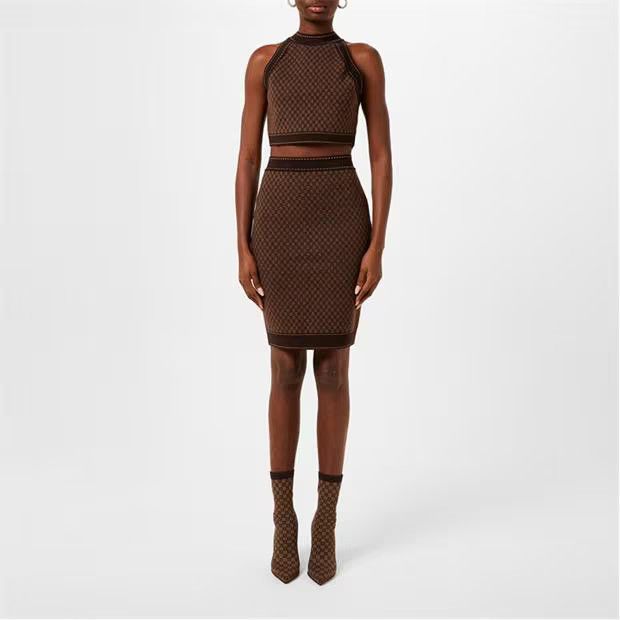 Balmain o1g2r1mq0924 Mini Monogram Jacquard Top in Brown Size M / US 6-8 / IT 42-44 - 6 Thumbnail