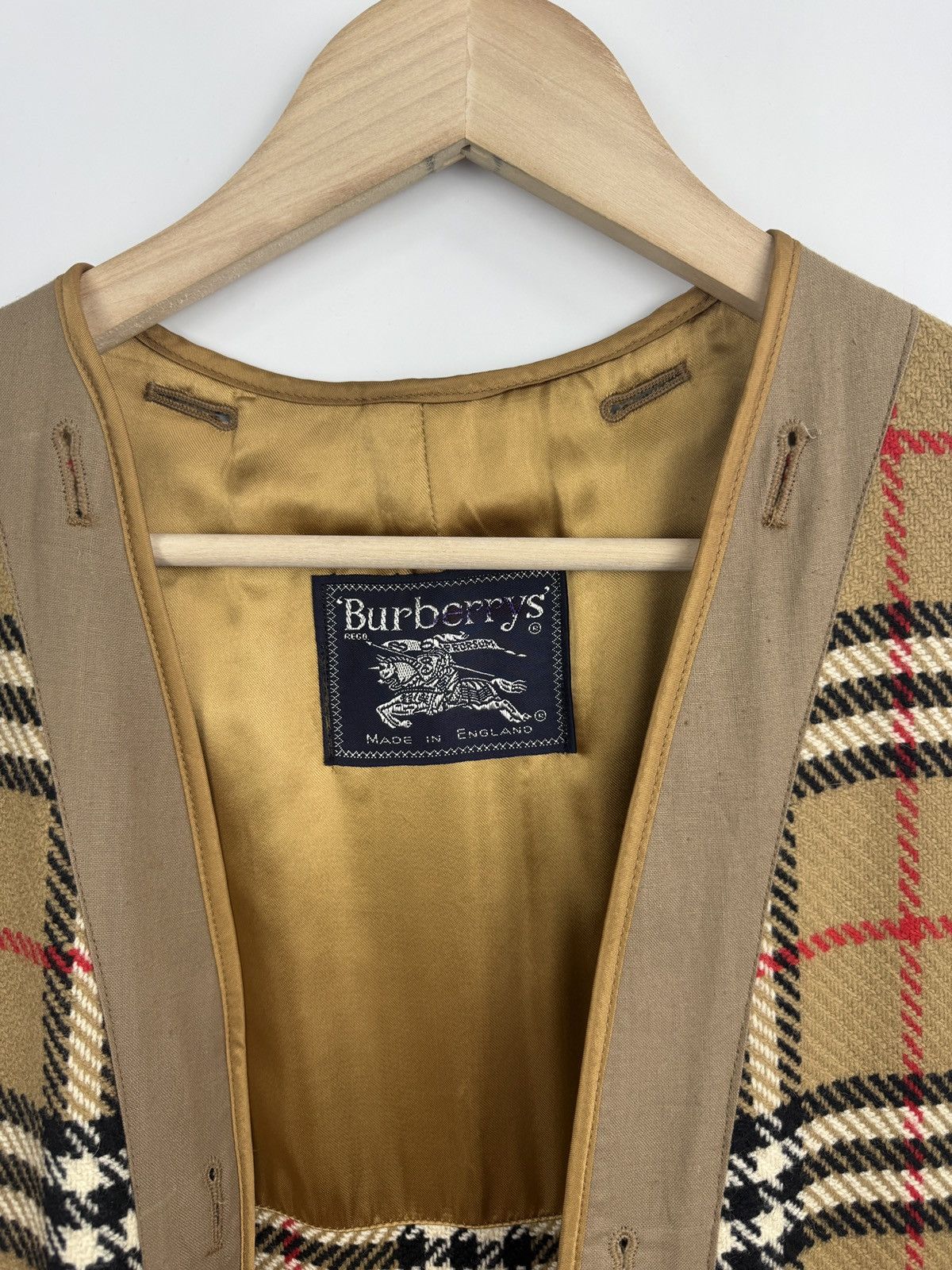 Burberry 🇬🇧 Vintage 90s Burberry Nova Check Wool Vest Liner Sleeveless Size US M / EU 48-50 / 2 - 4 Thumbnail