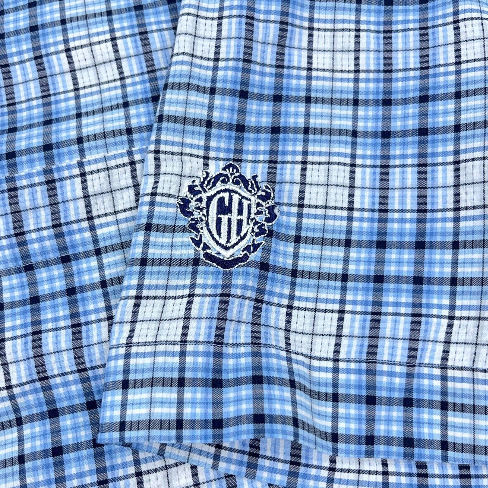 Peter Millar Peter Millar Shirt Men Large Blue Button Up Performance Golf Tartan Plaid Dress Size 42R - 5 Thumbnail