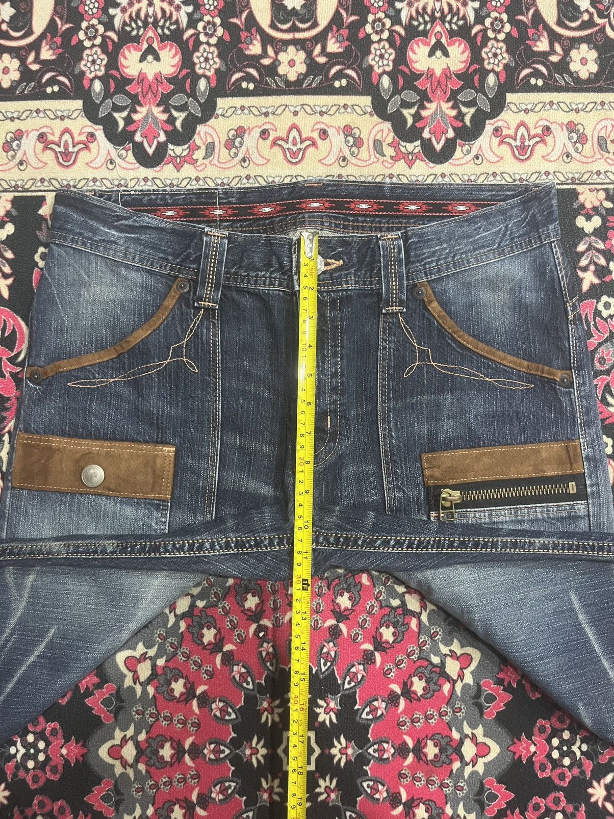 Who Decides War Vintage Edwin XV Double Pocket Blue Washed Whisker Rip Jeans Size US 34 / EU 50 - 14 Thumbnail