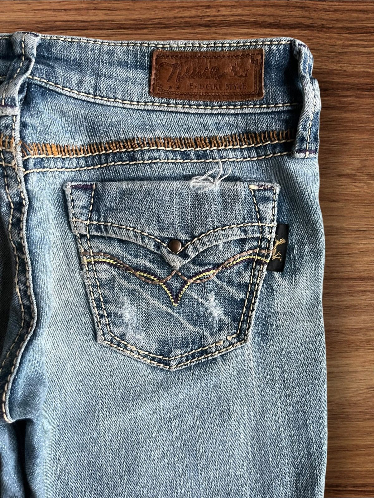 Hysteric Glamour Vintage Y2K Japanese Brand Blue Washed Low Rise Flare Jeans Size 26" / US 2 / IT 38 - 7 Thumbnail