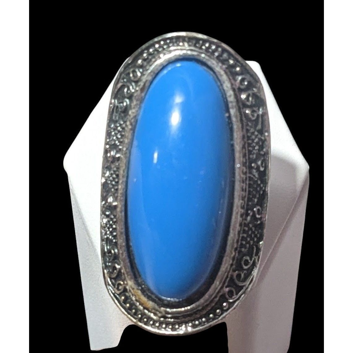 Other Bohemian Large Blue Stone Silver Tone Adjustable Ring Size 6 Size ONE SIZE - 8 Thumbnail