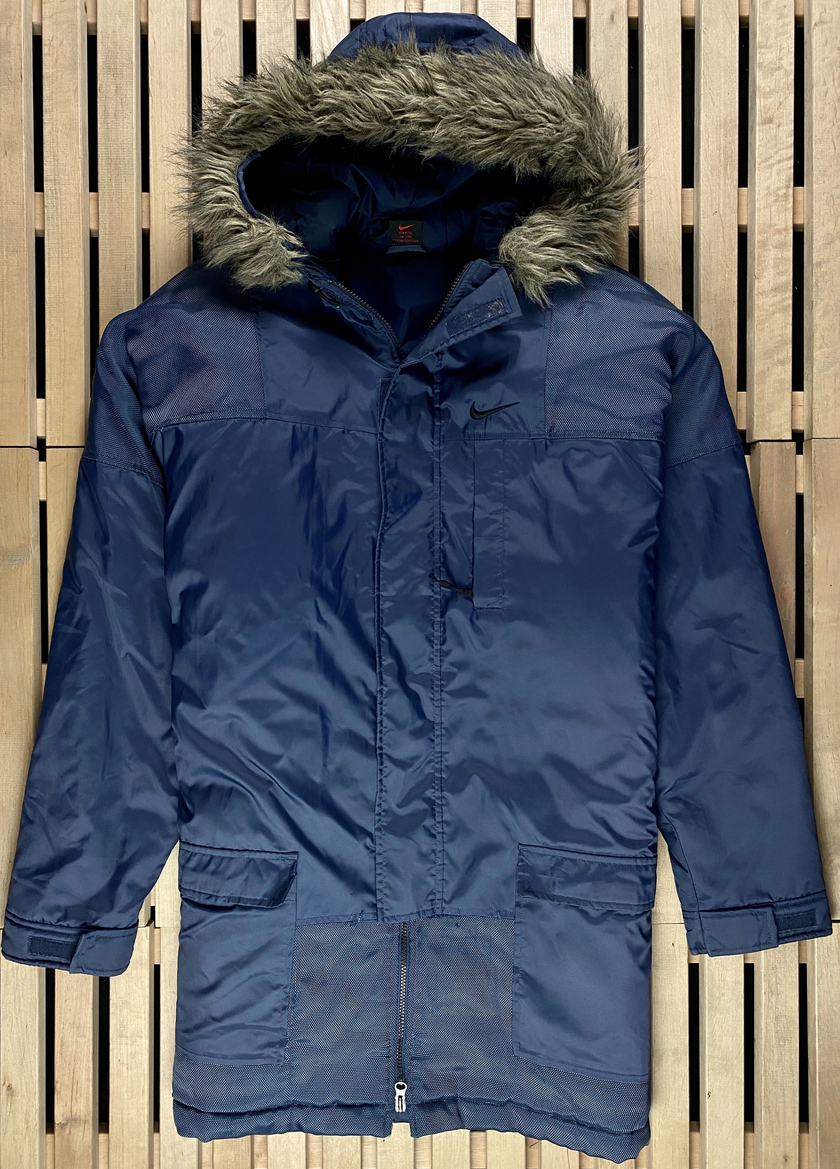 Men’s Parka Jacket Nike Vintage Size L Blue