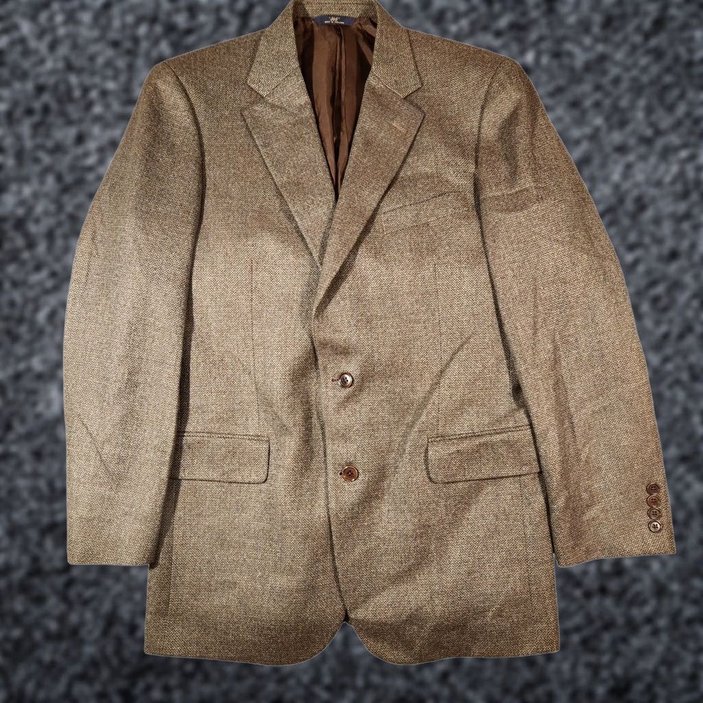 Brooks Brothers Brooks Brothers 346 Blazer Mens 42L Brown Wool Tweed 2 Button Sport Coat Jacket Size 42R - 1 Thumbnail