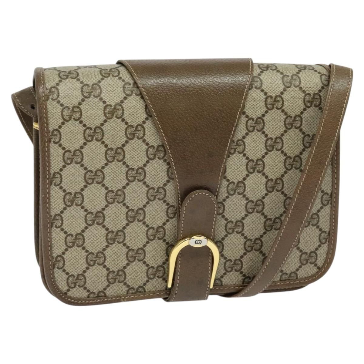 Gucci GG Supreme Shoulder Bag Pvc Beige Gold Auth Ba1492 in Beige/Gold, Women's