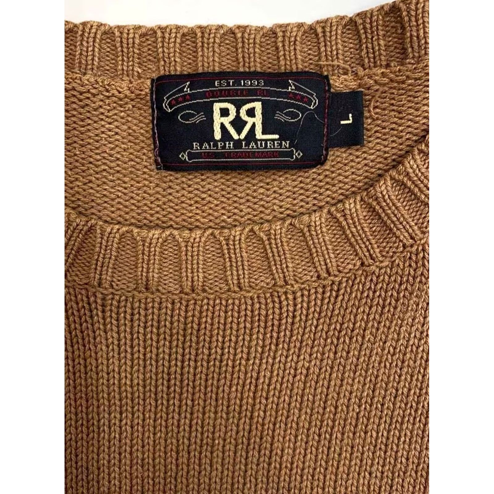 Ralph Lauren VINTAGE RRL Ralph Lauren Sweater L Camel Cotton-knit Mens 90's Pullover Casual Size US L / EU 52-54 / 3 - 4 Thumbnail