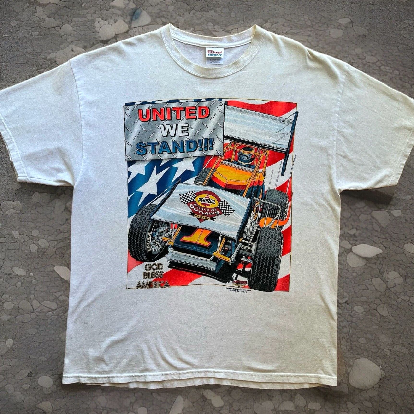 Vintage VINTAGE Outlaws Racing Shirt XL White 90s Pennzoil Eagle Art USA AOP Shirt Mens 90s Size US XL / EU 56 / 4 - 2 Thumbnail