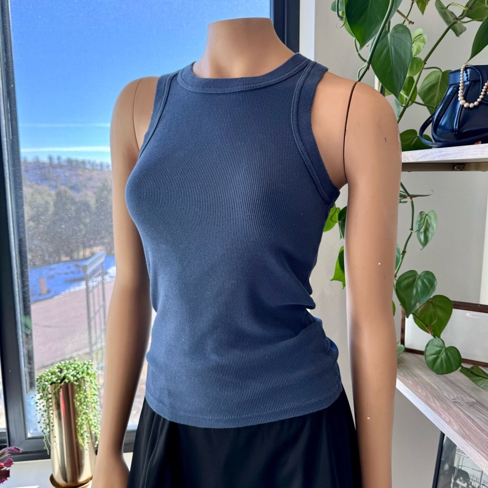Banana Republic Banana Republic, Fitted & Ribbed Stone Blue Tank Top, XS Size XS / US 0-2 / IT 36-38 - 3 Thumbnail