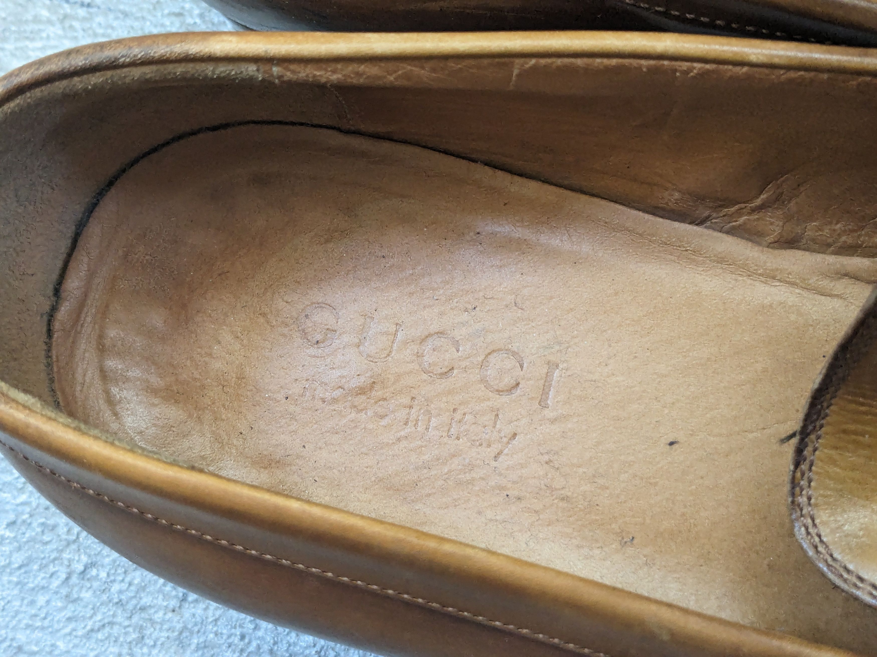 Gucci × Vintage Gucci Loafers Brown 9 Slip Ons Buckle GG Ombre Patina Size US 9 / EU 42 - 8 Thumbnail