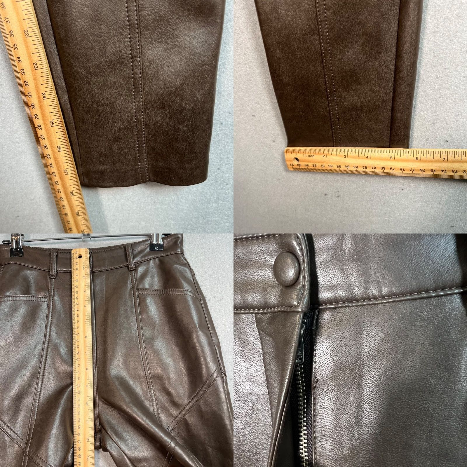 Vintage VINTAGE Wilfred Brown High-Waisted Faux Leather Tapered Leg Pants 0 Womens Size 28" / US 6 / IT 42 - 8 Thumbnail
