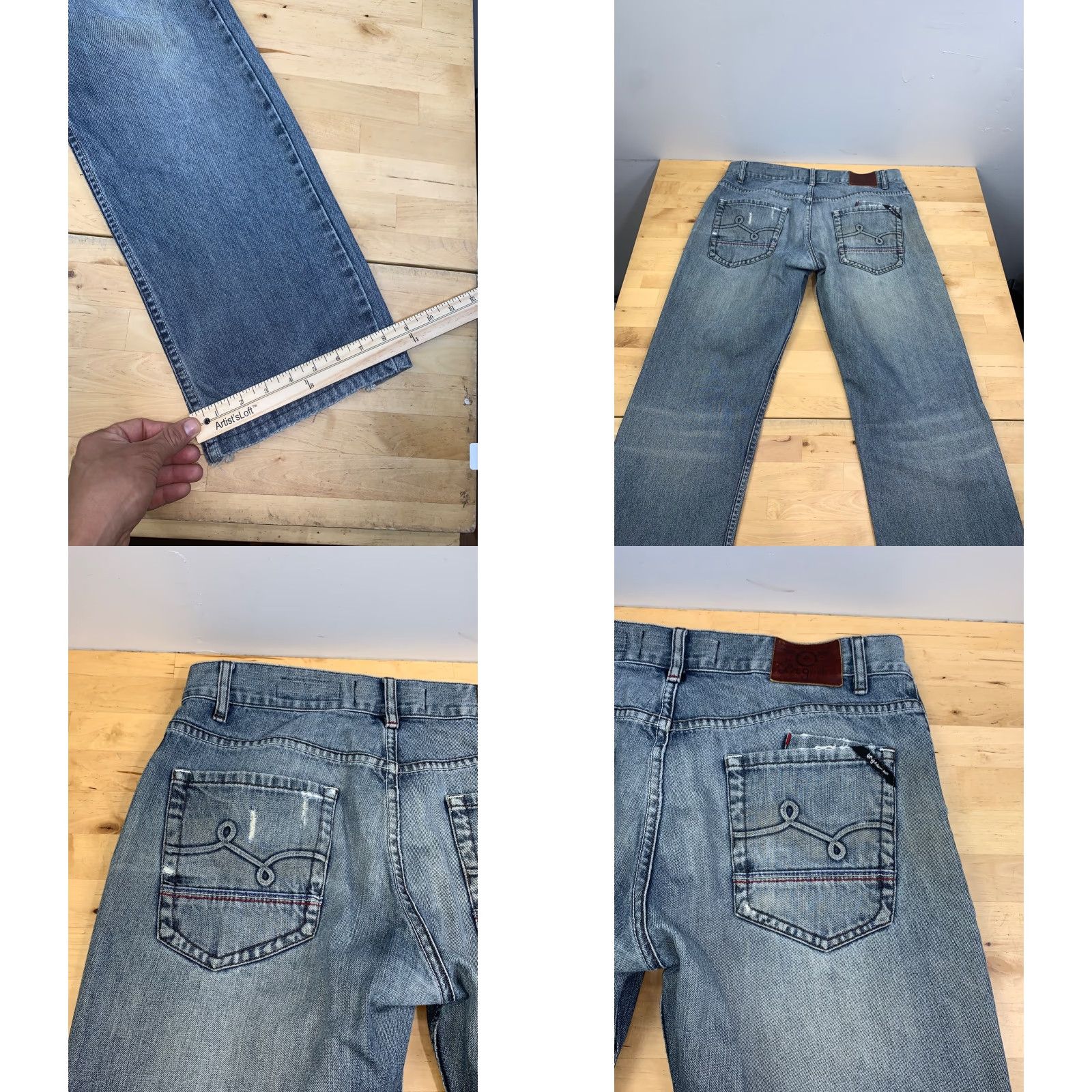 Denime LRG Jeans Denim Straight Jeans Mens 34x29 Blue Denim Dusted Medium Wash Pockets Easy Care 12092 Regular Fit Size US 34 / EU 50 - 9 Thumbnail