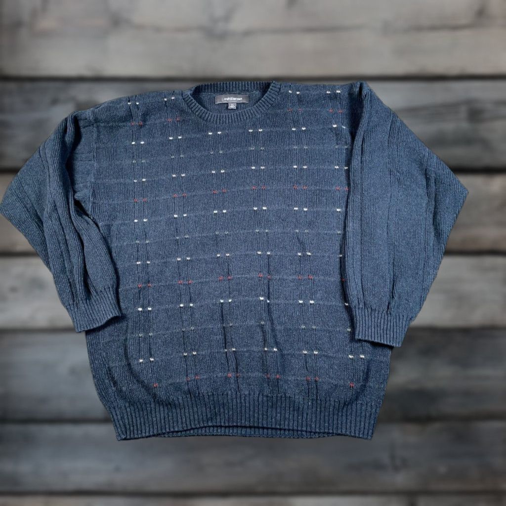 Vintage Vintage VTG Preppy Chunky Geometric Pattern Sweater Adult XL Dark Gray Cotton Knit Size US XL / EU 56 / 4 - 1 Thumbnail