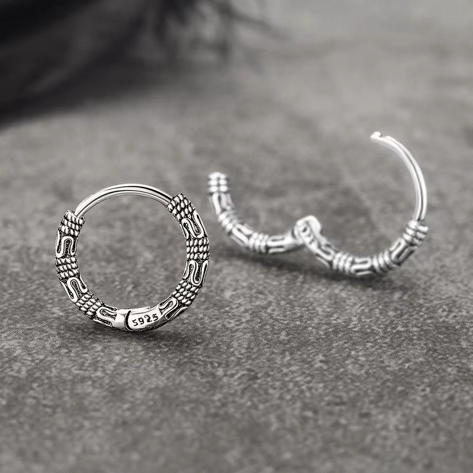 Jewelry × Vintage Retro pattern hoop earring Size ONE SIZE - 2 Thumbnail