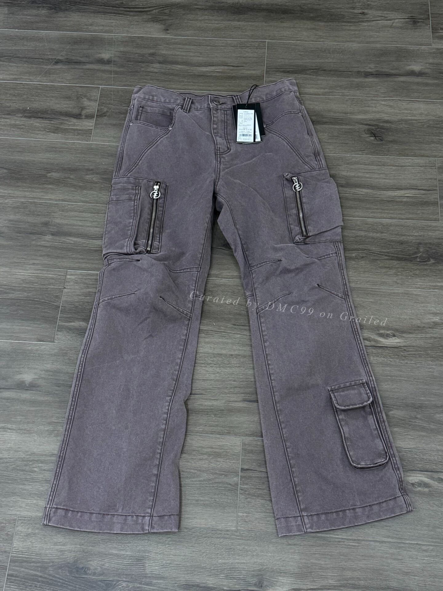 Vintage CEEC Dark Gray Flared Cargo Pants Size 34" / US 12 / IT 48 - 1 Thumbnail